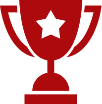 Red trophy with star icon