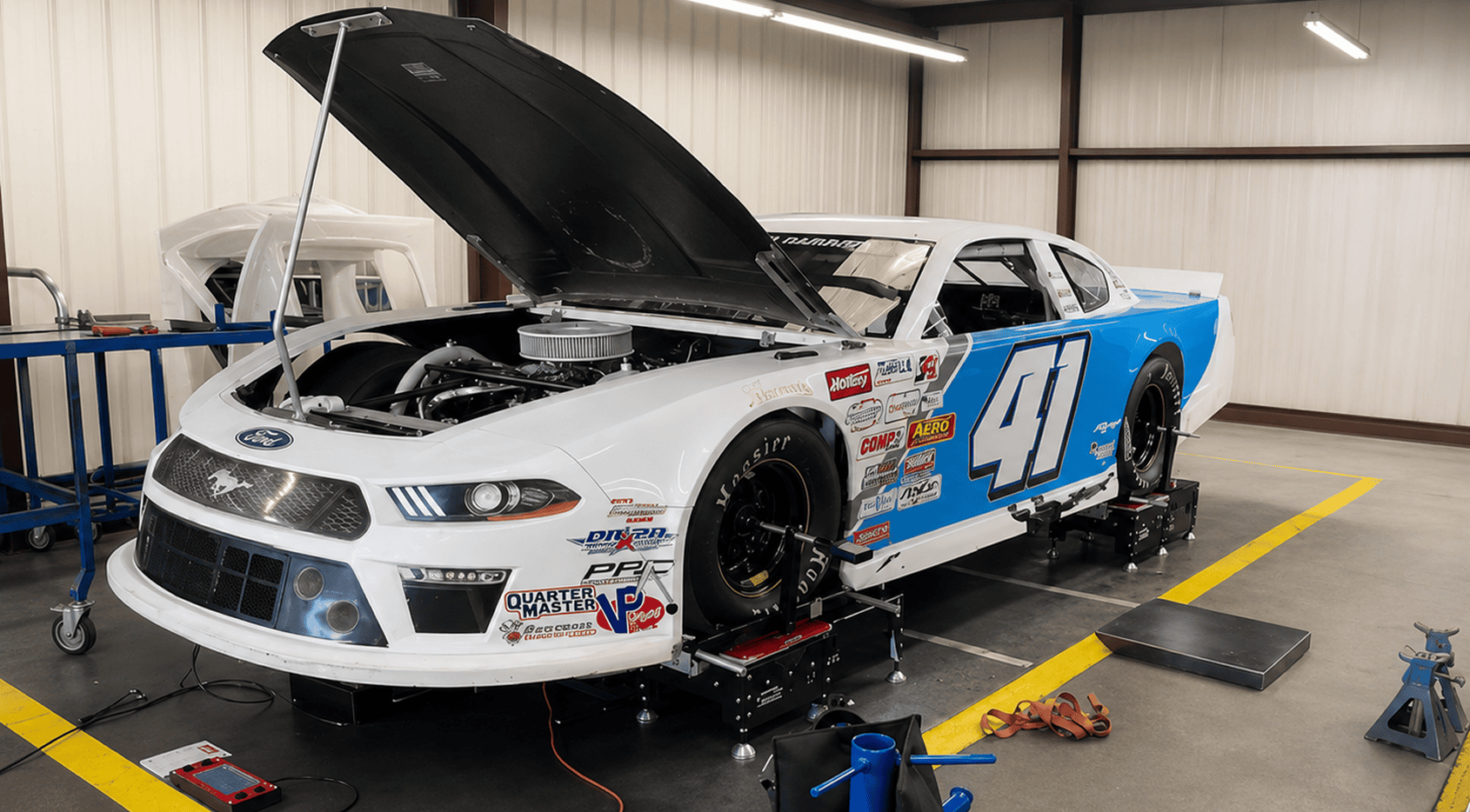 Race car on pull-down