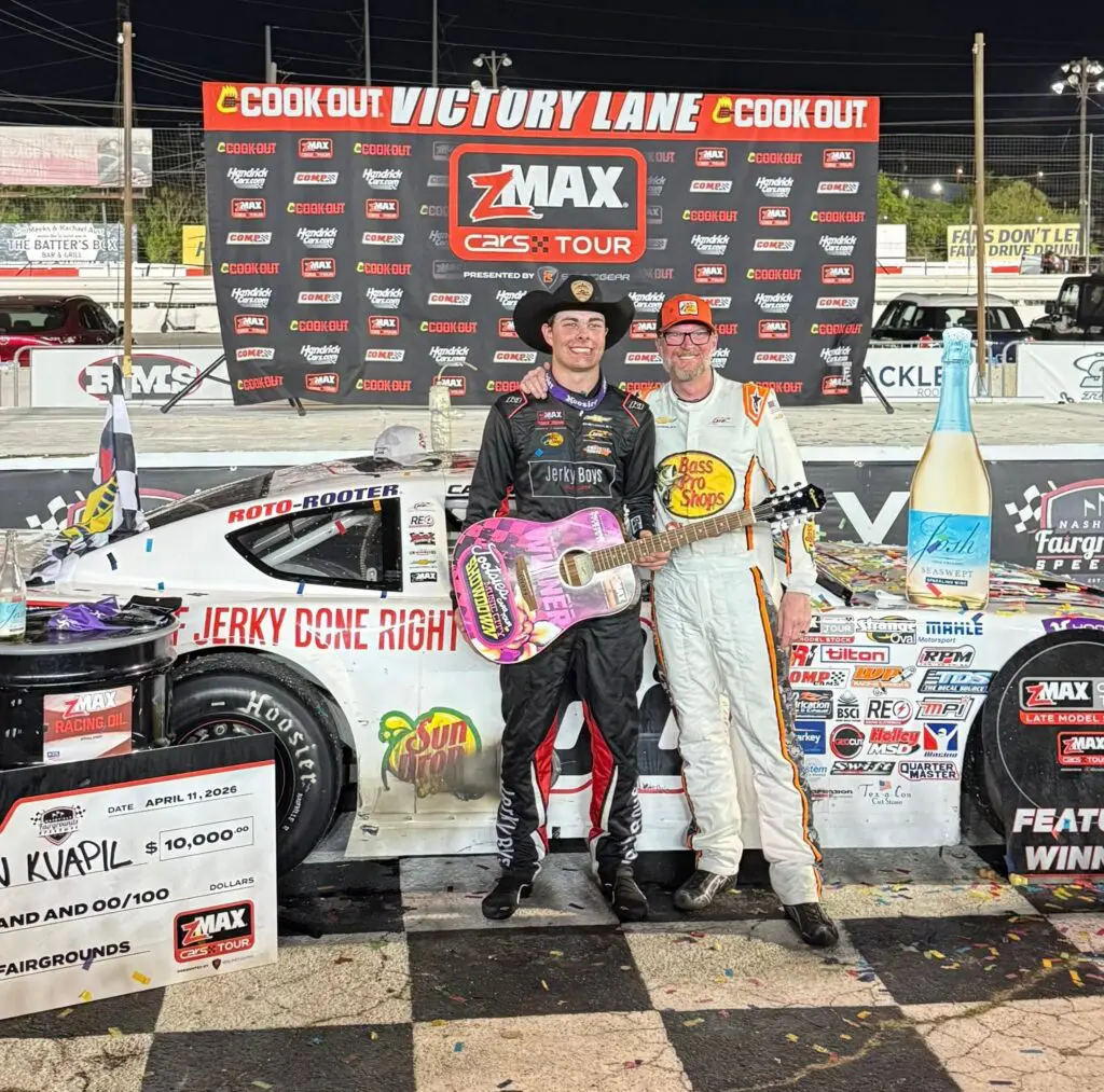 Drivers celebrate at victory lane