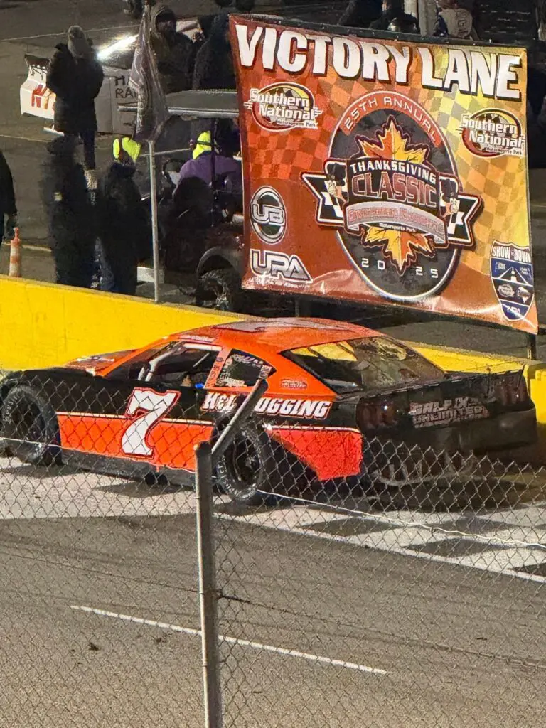 Orange and black race car