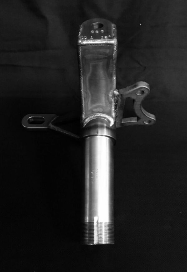 A close up of the top part of a bicycle fork.