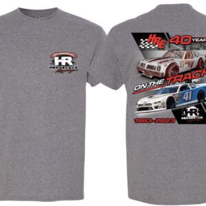 A gray t-shirt with various cars on it.