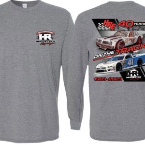 A gray long sleeve shirt with cars on it.