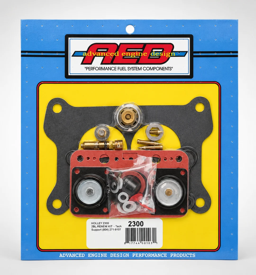 White background with a paper containing a set of advanced engine design performance fuel system components
