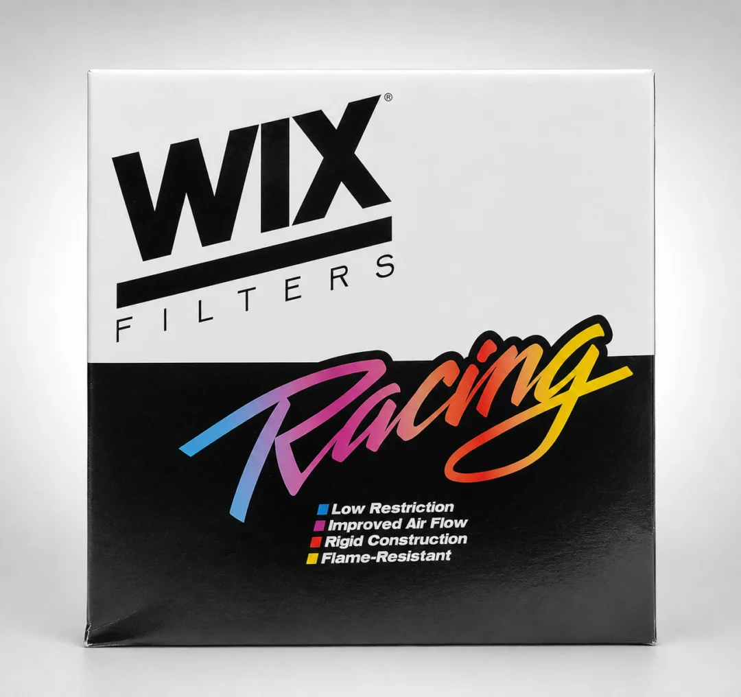 White box with the text "wix racing filters" printed on it